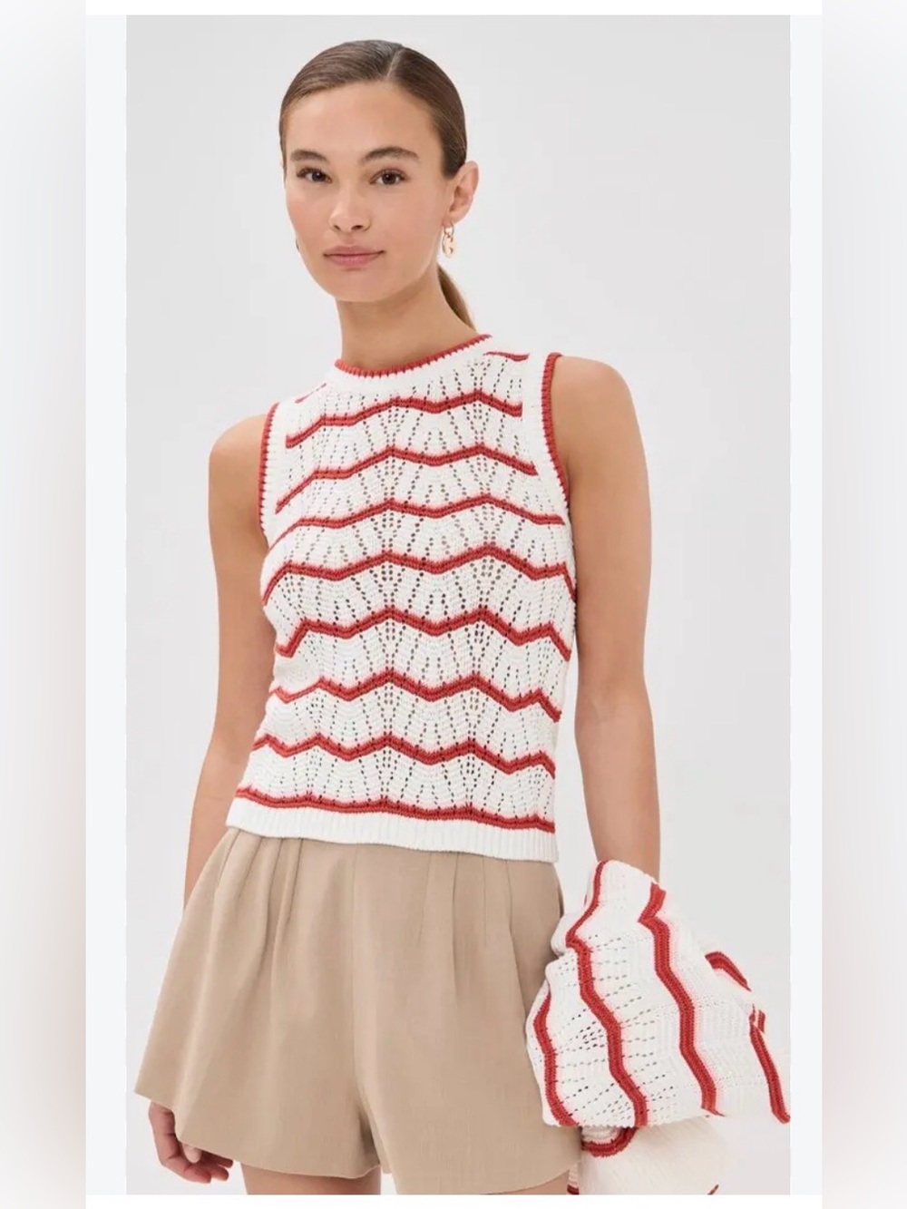 Veronica Beard Jerrel Cropped Knit Tank Top S